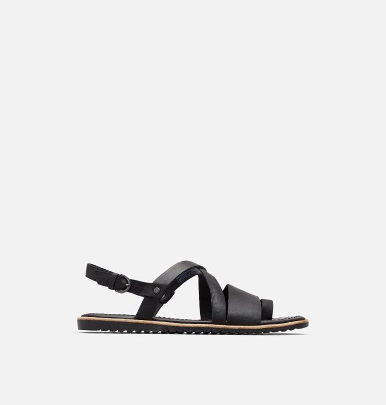 Sorel Kadın Ella™ Criss Cross Flat - Sandalet Siyah - 157-VPHDEJ